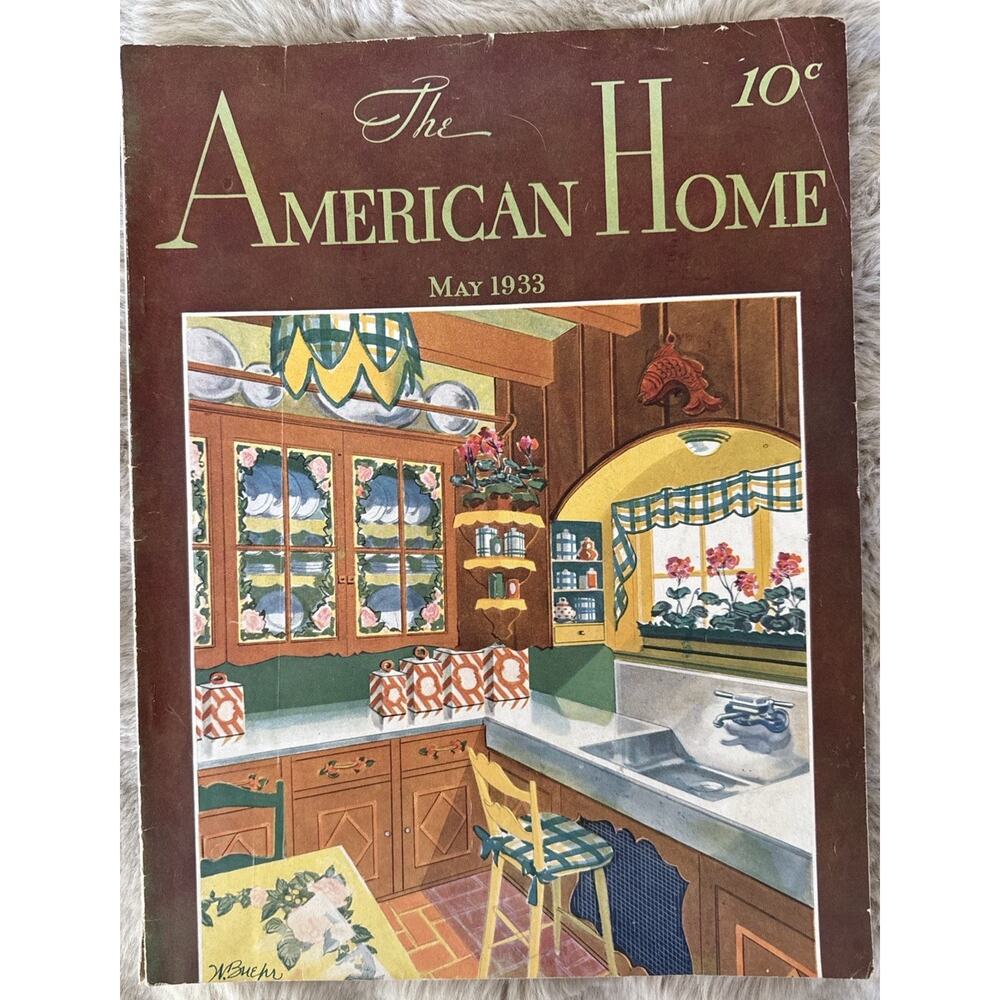 The American Home Magazine May 1933 Vintage Kitchen Decor Illustration Cover - Picture 2 of 2